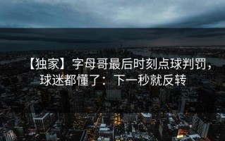【独家】字母哥最后时刻点球判罚，球迷都懂了：下一秒就反转